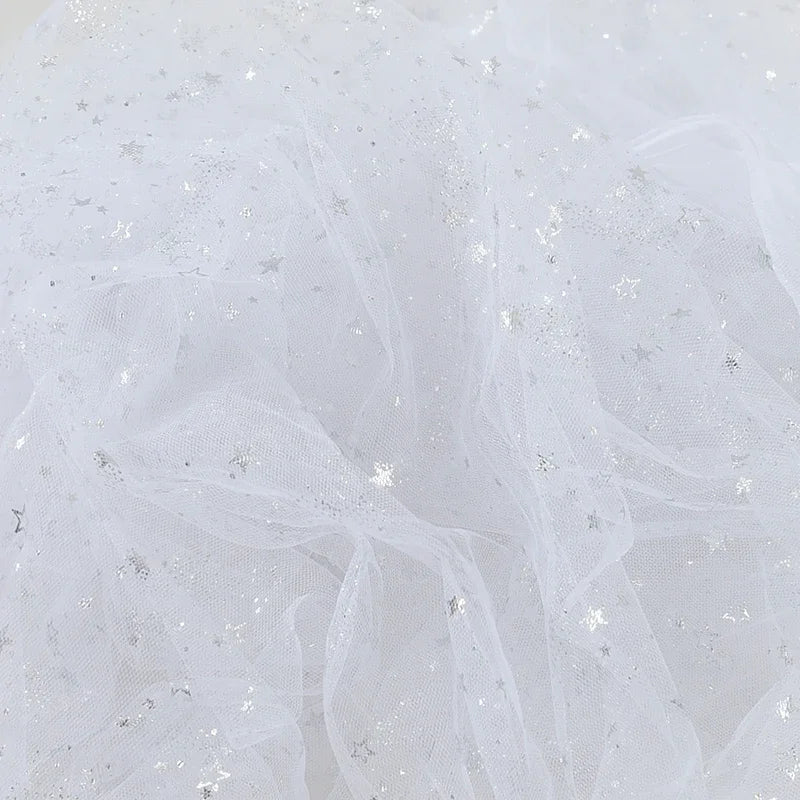 Tela de tul dorado con estrellas, color rosa, azul y morado, con purpurina brillante y bronceado, para manualidades de costura, decoración de fondo para bodas, fiestas de cumpleaños