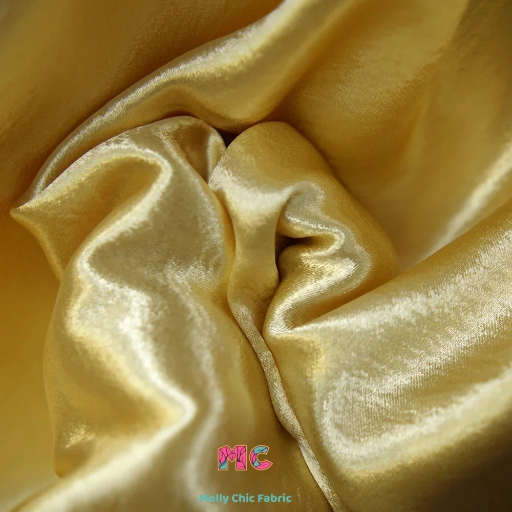 Metallic Shiny Satin Crepe Fabric - Formal Dress Stage Material 150cm