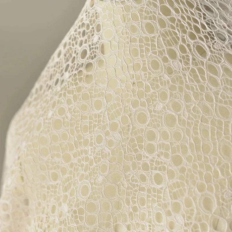 قماش دانتيل شبكي مصنوع يدويًا - فستان زفاف - مادة الفستان 130 سم
