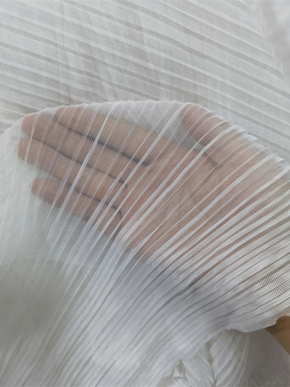 High end designer mesh pleated fabric, accordion pleated high drape fabric, semi transparent mesh stage fabric