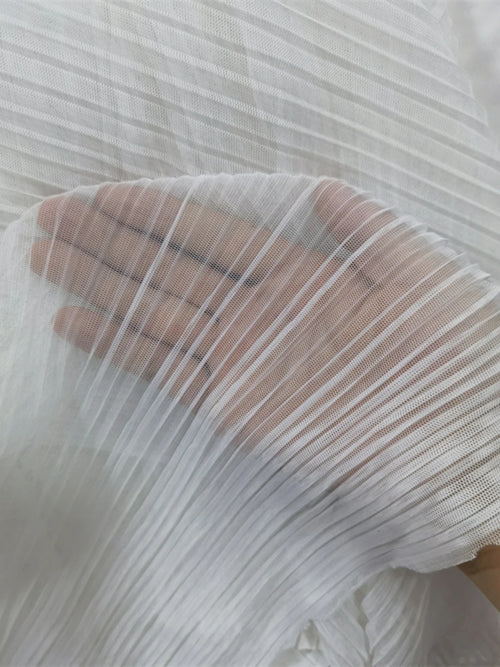 Accordion Pleated Mesh Fabric - Sheer Drape for Stage & Designer Wear - fabric photo 1