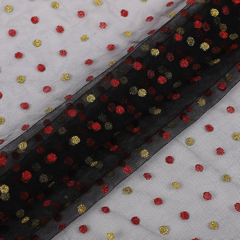 Round Dot Gold-plated Net Fabric Suitable For Festival Decoration Stage Setup Bouquet Packaging And Dotted Dresses