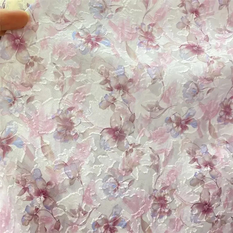 فساتين وقمصان نسائية فاخرة من قماش شيفون جاكار شبه شفاف مزخرف بنقشة زهور على الطراز الصيني، ناعمة للحماية من الشمس