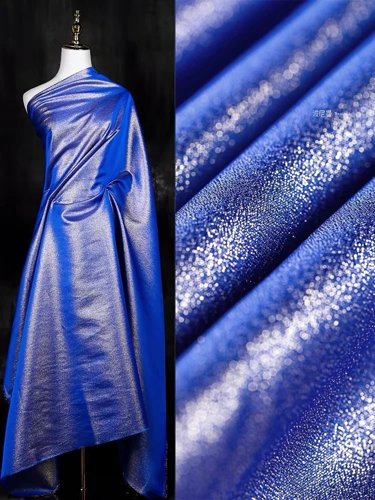 Golden shiny gold platinum fabric, lightweight shiny silk reflective metal stage wear, Indian yarn fashion edging fabric