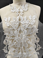 Pegatinas de flores de encaje bordado blanco, materiales de decoración para vestidos de boda, accesorios de diseño DIY