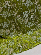 Gaoding Series Green Style Pavilions Exquisite Embroidery Velvet Fabric Chinese Style Fabric Sewn Cheongsam Evening Gown