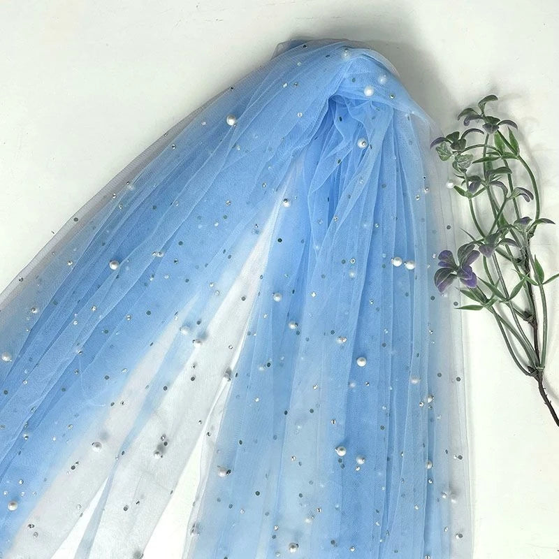 Soft Pearl Tulle Fabric - Delicate Mesh for Bridal Gowns & Elegant Backdrops