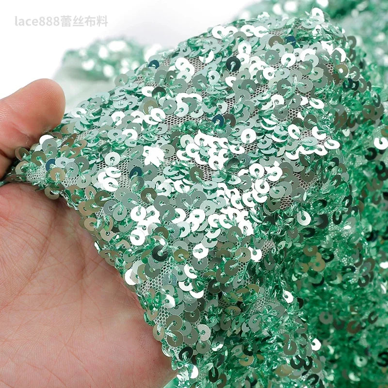 5MM Sequin Bead Elastic Mesh Fabric - Stage Clothing Material 120cm