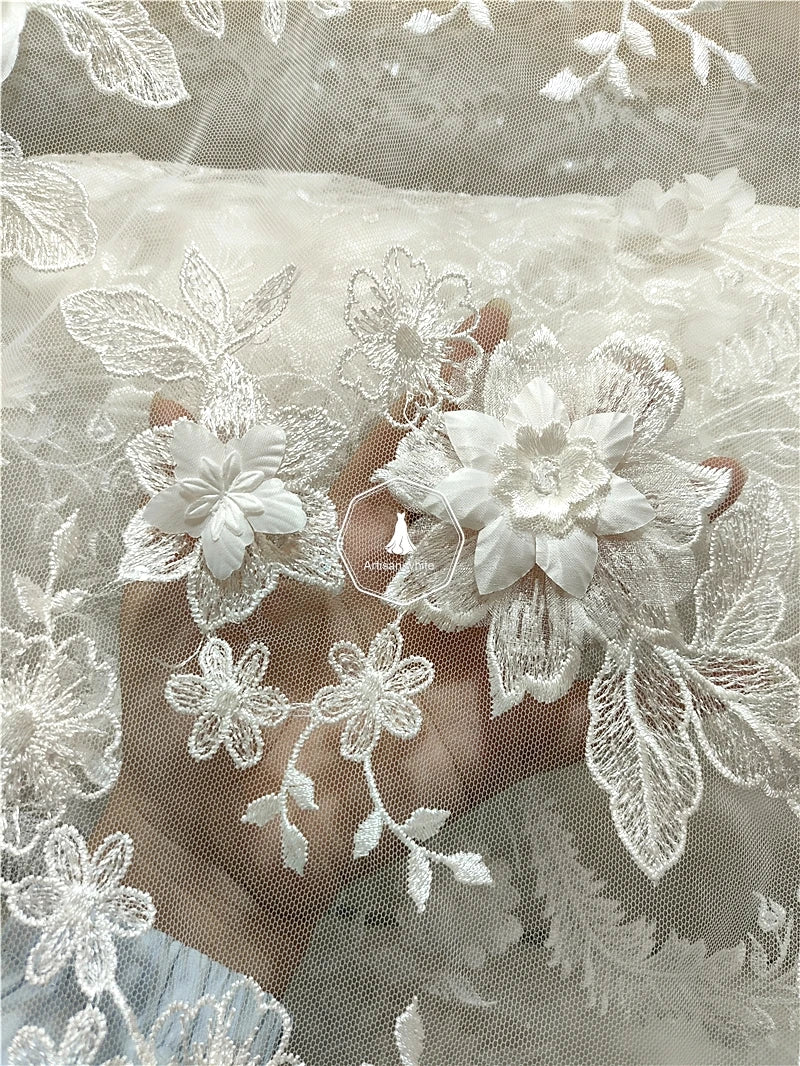 Hilo tridimensional 3D de alta calidad, bordado artesanal, para vestido de novia, ropa, pañuelo, materiales auxiliares, hojas