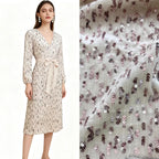 Shiny Beige Glitter Gold Velvet Elastic Fabric - High Quality 140cm