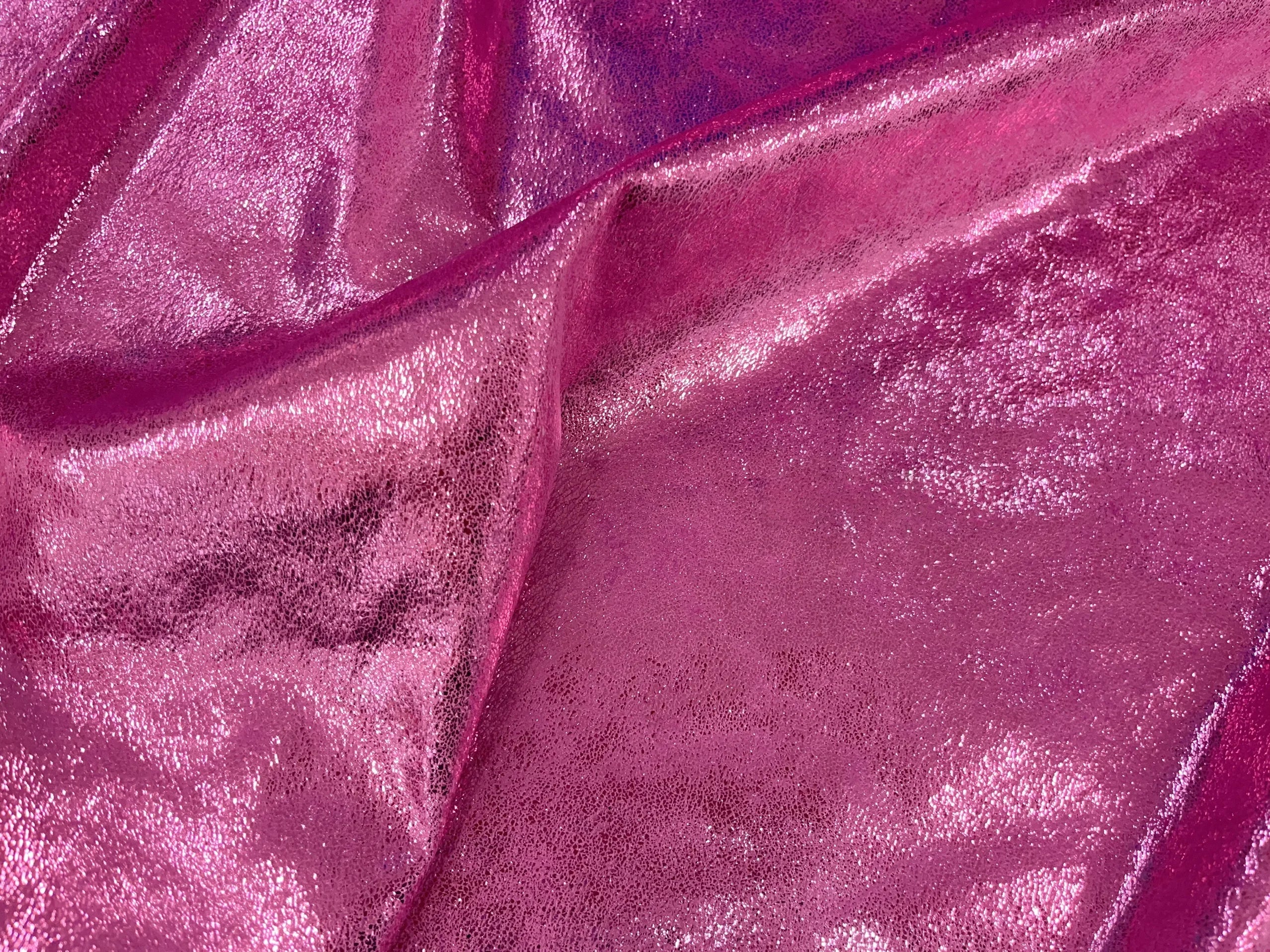 Pink Glossy Elastic Suede Evening dress Fabric - Soft Stretch Material 150cm