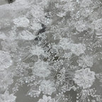 High End Nail Bead Sequin Flower Embroidery Lace Fabric Sewing Wedding Dress Evening Gown Lace Transparent Mesh Diy