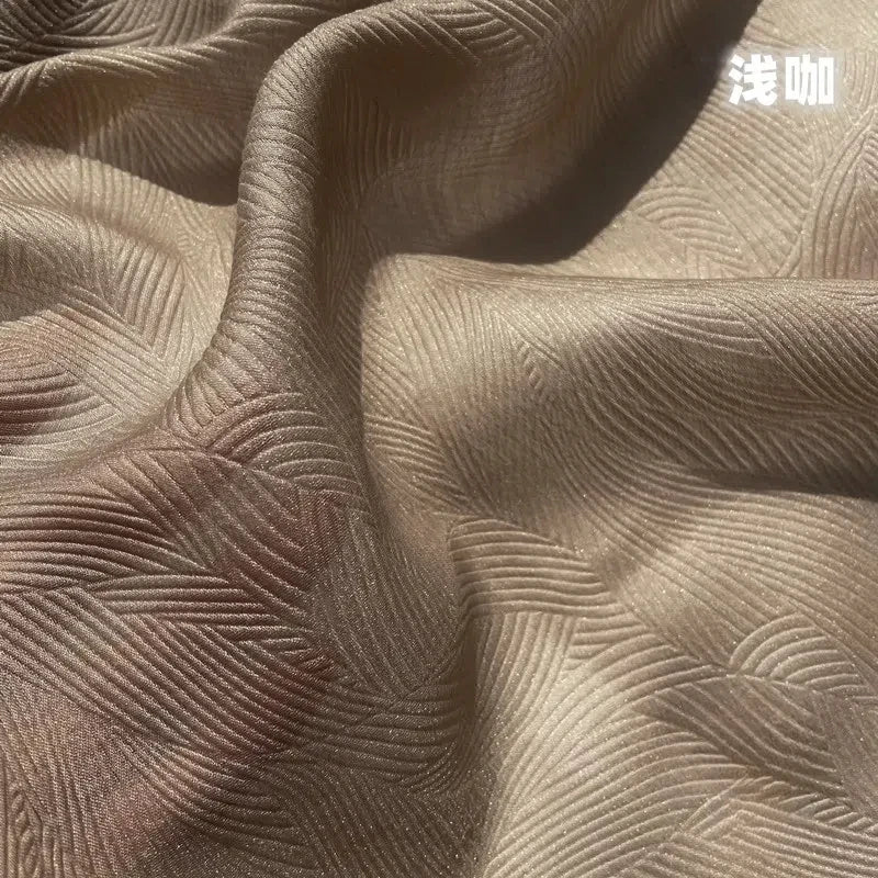 Dark Pearl Leaf Jacquard Vintage Lolita Silk Fabric For Dress And Home Decoration