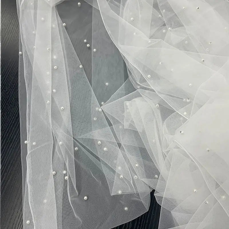 Soft and thin pearl net fabric suitable for wedding dresses formal gowns headscarves parties and daily wear combinations