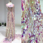 6MM Sequin Embroidered Tulle - Dazzling for Stage Costume & Evening Gown
