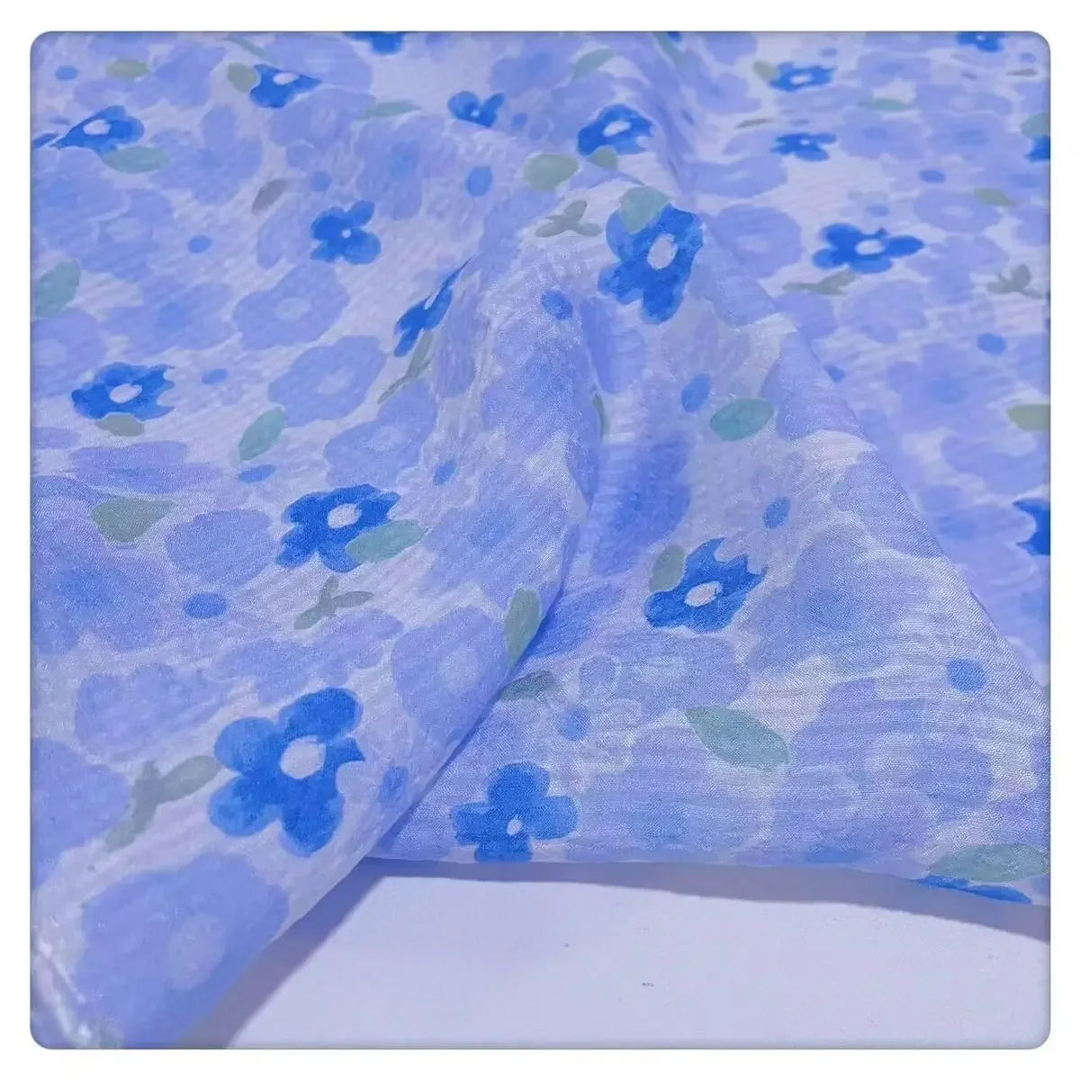 قماش قطني بملمس الفقاعات الزهرية الزرقاء - مادة ناعمة وجيدة التهوية