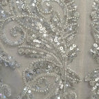 Apliques de encaje blanco de alta calidad, tela de encaje con cuentas, accesorios para vestidos de novia y vestidos de noche, accesorios de ropa hechos a mano