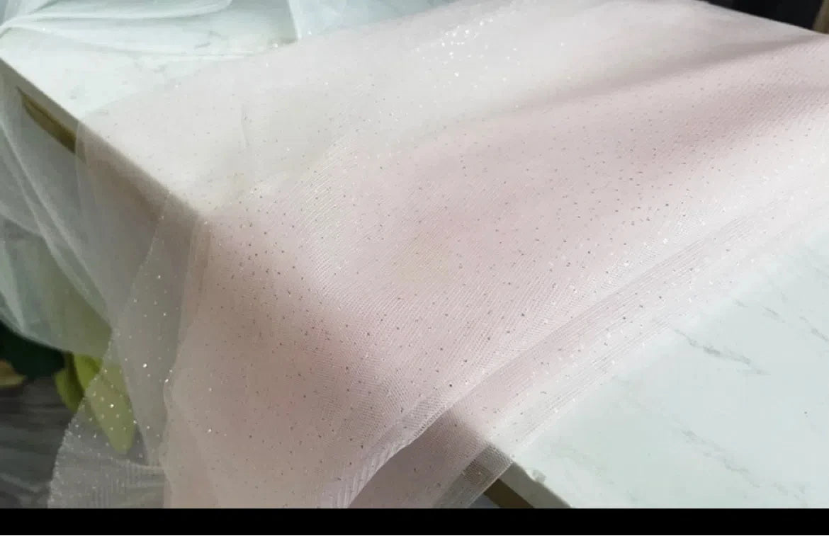 High-quality Blue Black Purple Champagne Colored Headdress, Hot Stamping Gold Spray Shiny Film Wedding Dress Soft Tulle Fabric