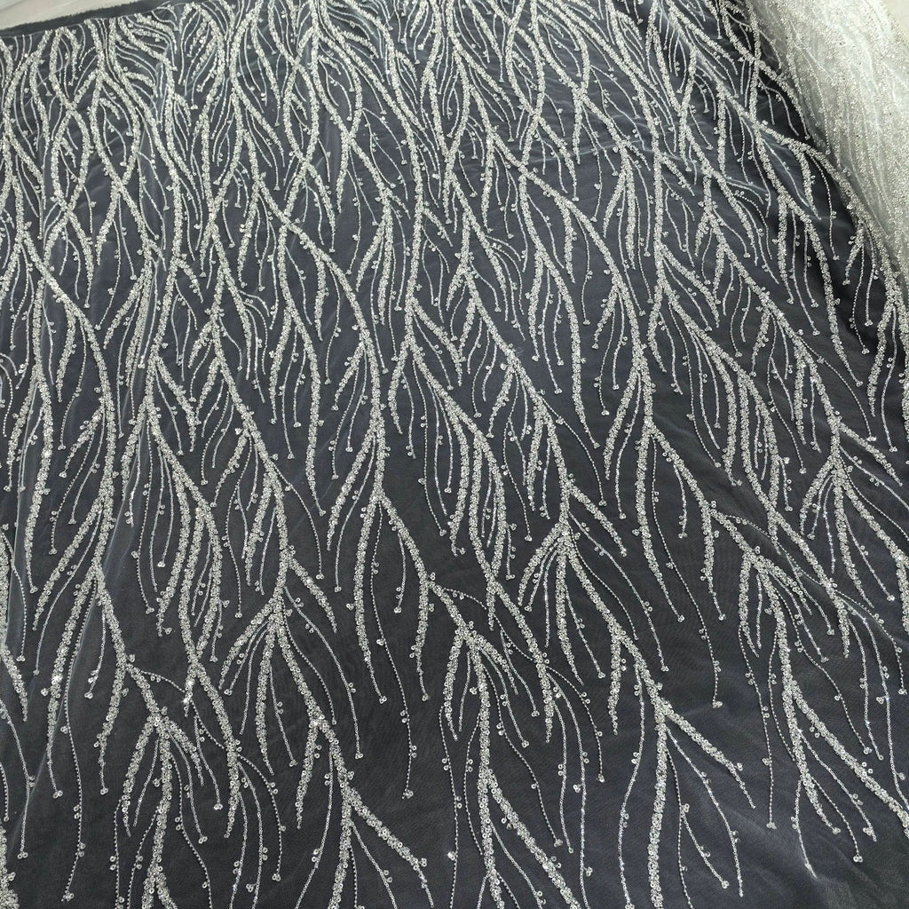 Nueva tela de encaje, ramas de árbol, bordado de cuentas, vestido de novia, vestido qipao, tela de lentejuelas, cortinas de encaje para puerta