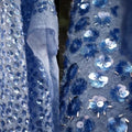 Blue Plush Glitter Bead Sequin Embroidery Fabric - Stage Costume Material