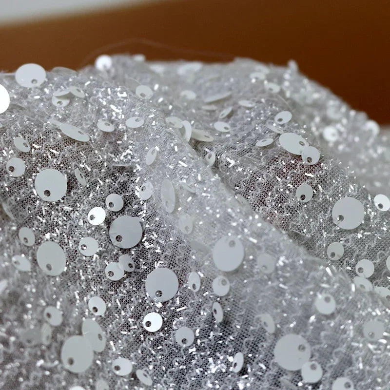 Sparkling Size Sequin Mesh Embroidery Fabric - Stage Clothing Material 130cm
