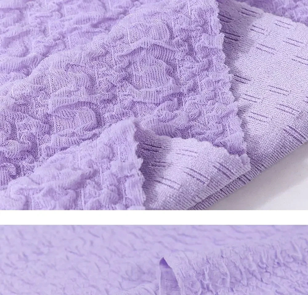 Tela elástica de felpa bordada con burbujas y textura 3D con volantes para vestidos de bebé, ropa de mujer y costura DIY.