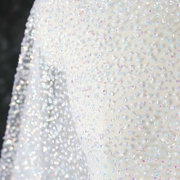 قماش دانتيل ملون ولامع مناسب لفساتين الزفاف والفساتين الرسمية وأغطية الرأس والعناصر الزخرفية وما إلى ذلك