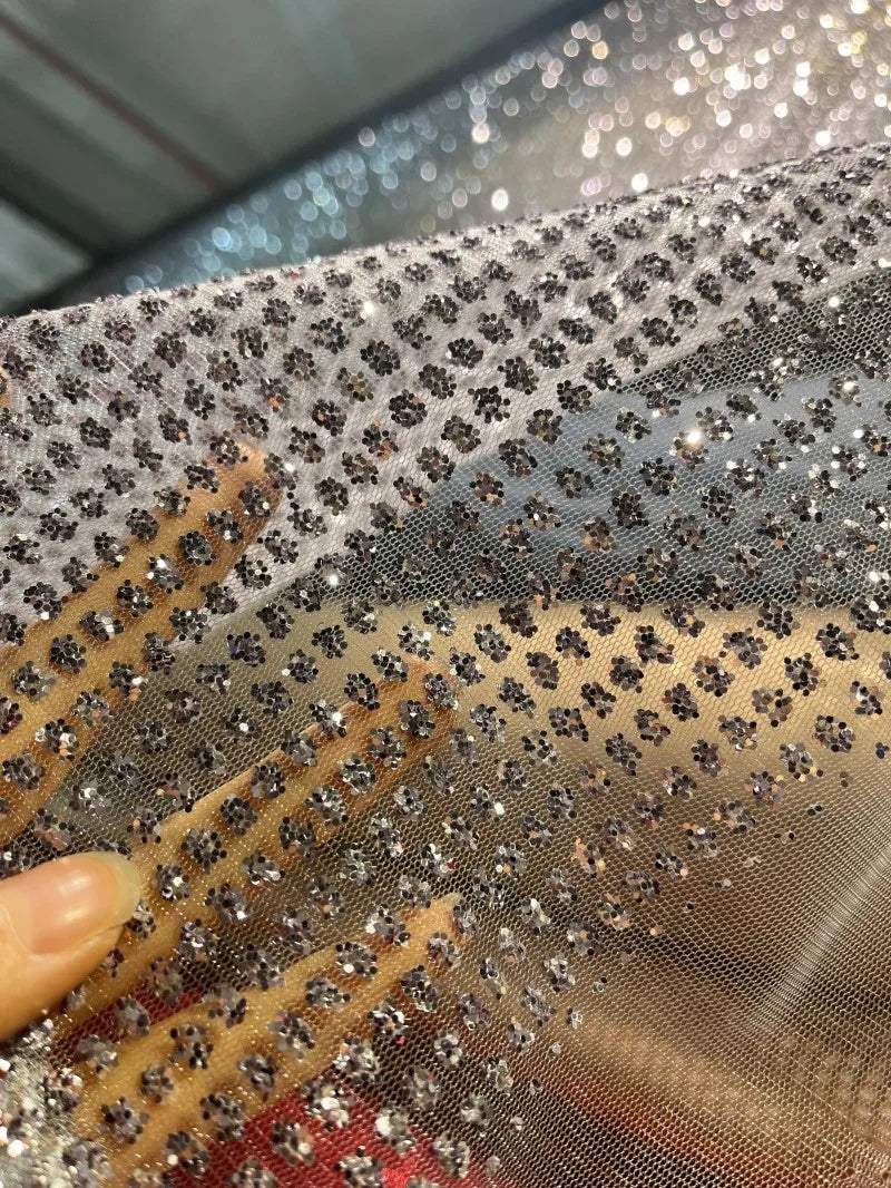 نقاط بولكا لامعة، ختم ذهبي ساخن، قماش شبكي لامع، فستان رسمي، بدلة أداء، ديكور خلفية، قماش