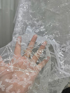 New White Relief Embroidered Fabric Fashion Wedding Dress Dress Dress Children's Clothing Design Lace Fabric