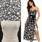 New three-dimensional flower nail bead fabric luxury embroidery flower fabric DIY handmade wedding dress children's clothing