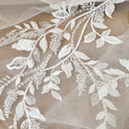 زوج من خيوط قطنية عالية الجودة مخصصة مطرزة بالترتر وشبكة زهور ودانتيل مطرز وإكسسوارات خياطة الحجاب الزهري