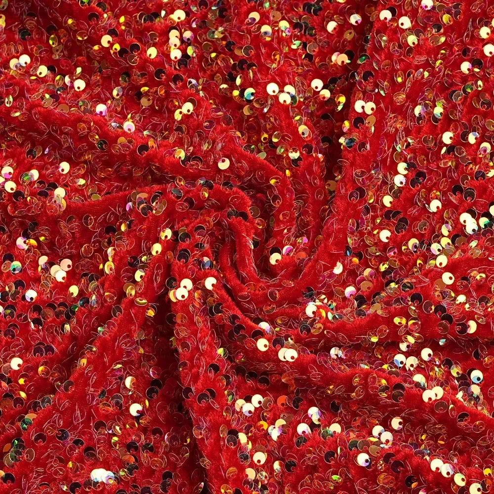 New Velvet Sequin Fabric for Evening Prom Dress Shining Reflective Wedding Decoration Clothes Material Party Special Events