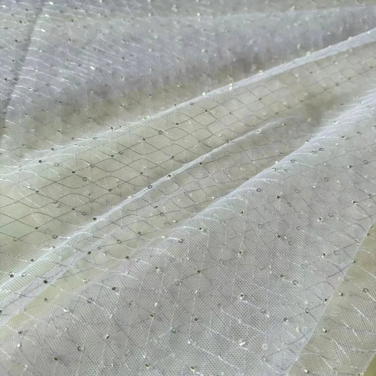 قماش شبكي على شكل ماسة مكون من 7 ألوان، أنبوب خرز ذهبي، قماش تطريز، ملابس أطفال، فستان زفاف، قماش