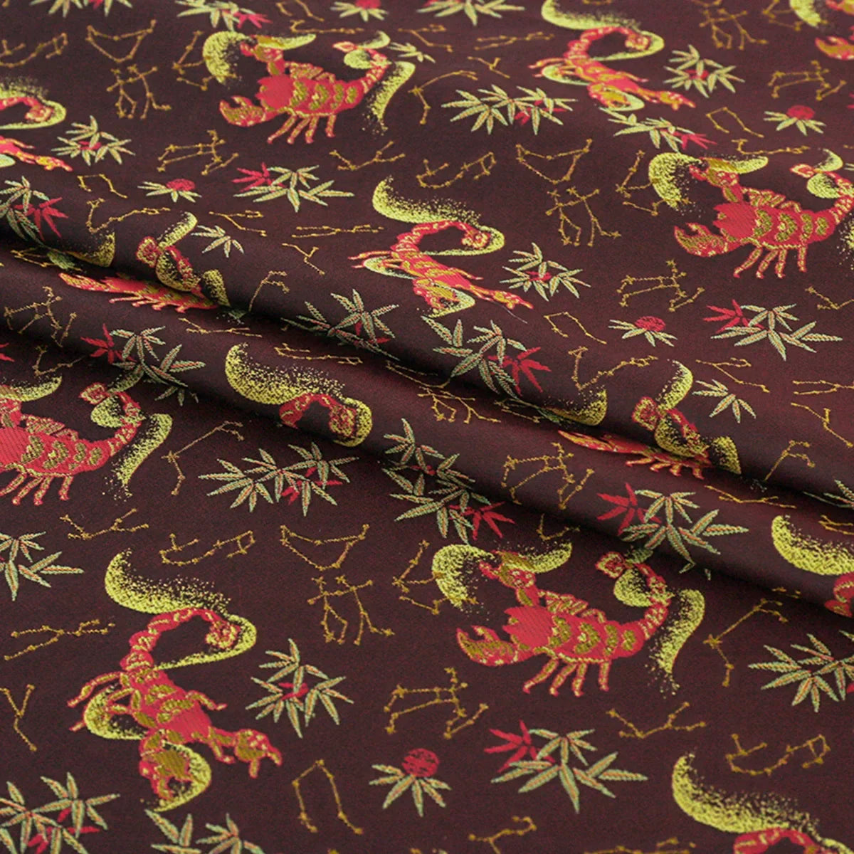 قماش جاكار بروكار بخيوط ذهبية فلكية - نمط سماوي