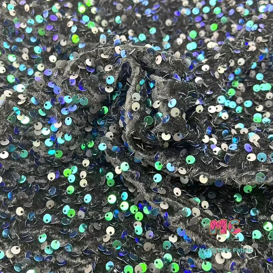 Tela elástica de terciopelo con lentejuelas y bordado tridimensional para costura de vestidos de noche y ropa.