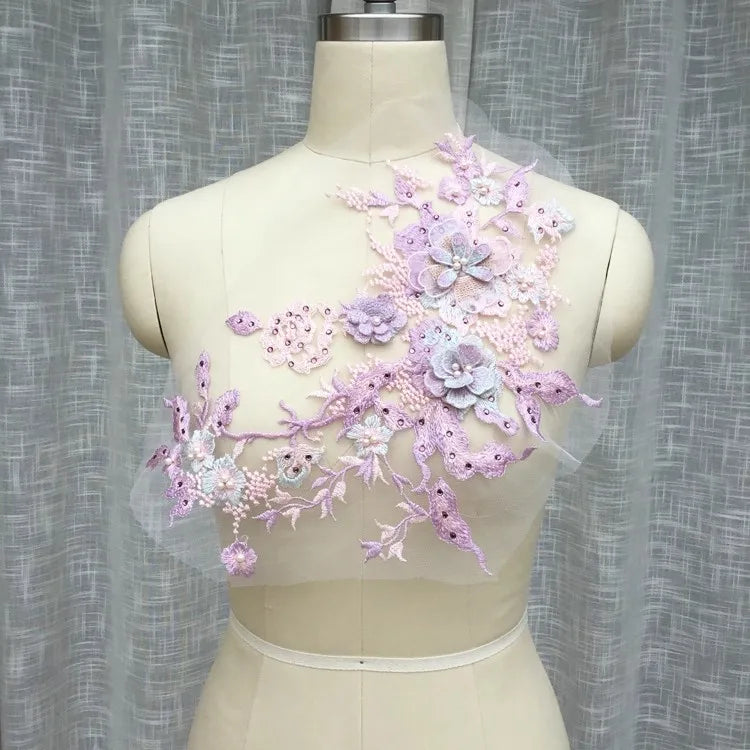 18 لون حلوى سلسلة 3D مسمار خرز بريق فستان الزفاف اللباس ملابس الأطفال DIY الدانتيل زهرة ملصقات الاكسسوارات