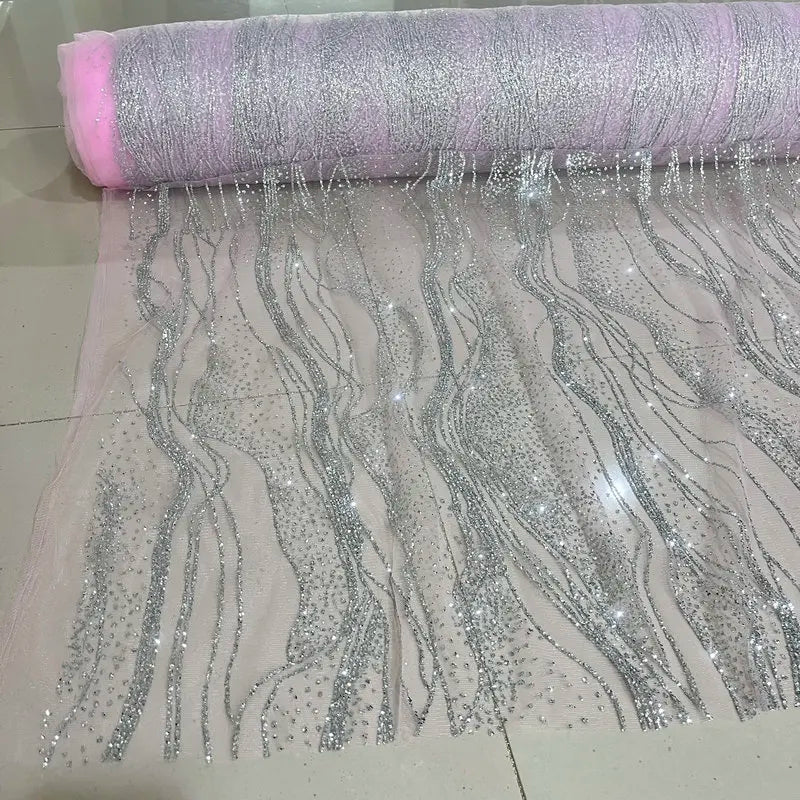 Gold Silver Wedding Fabric for Backgrounds, Ceilings, Chair Backs, and Designer Stage and Dress Material