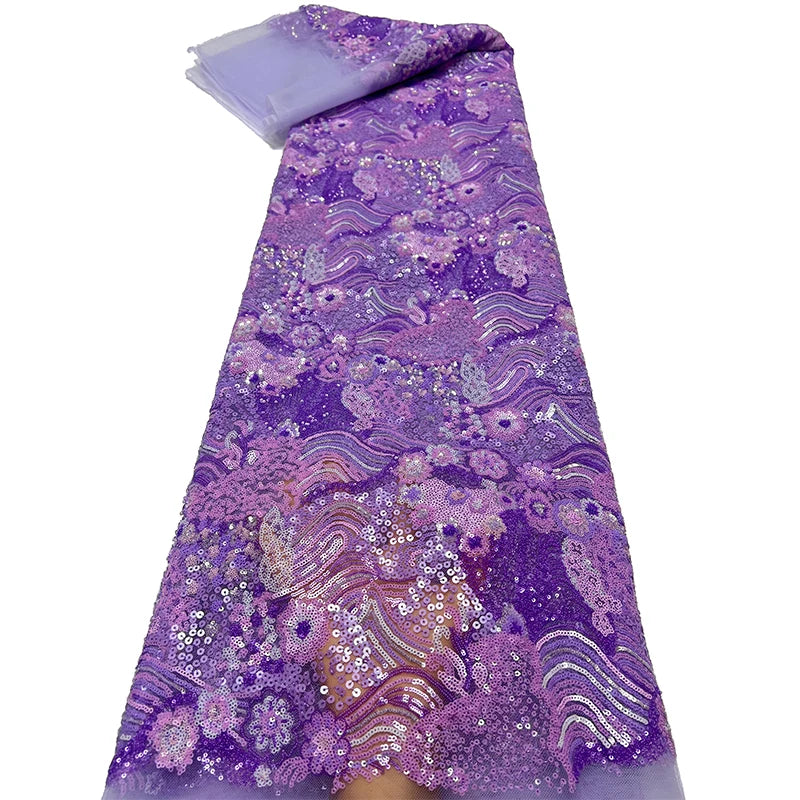 mesh fabric, retro color bead, landscape painting, flower pattern, sequin embroidery fabric, formal dress, qipao dress