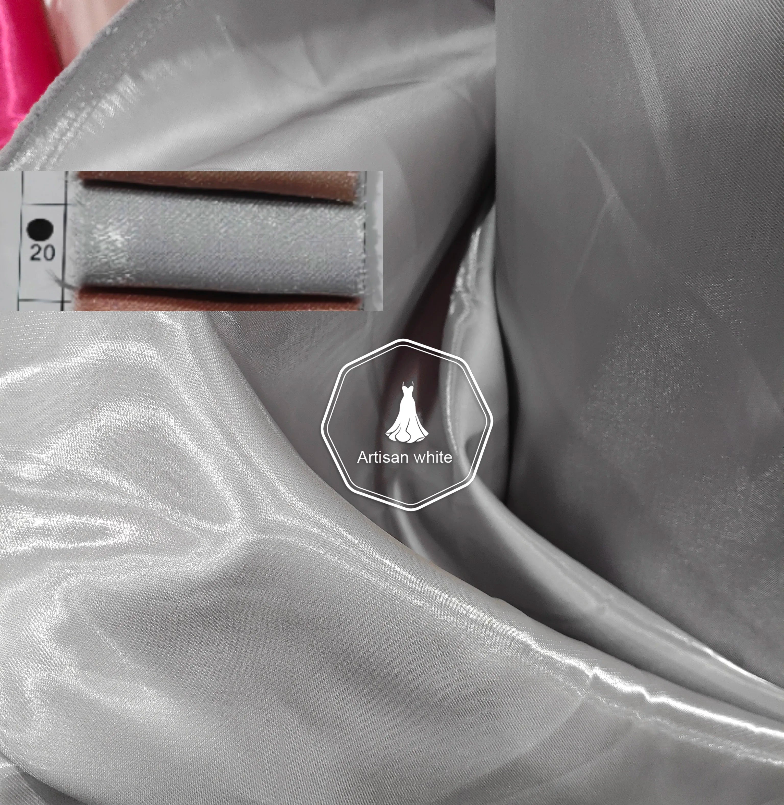 قماش ساتان مائي سائل، حرير كريستالي سميك، ساتان طبيعي عاكس، فستان زفاف، خلفية زخرفية، ملابس مصممة 