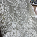 New Lace Transparent Mesh Fabric Embroidery Flower Sequins Tree Leaves Sewing Wedding Dress Evening Gown Lace Fabric
