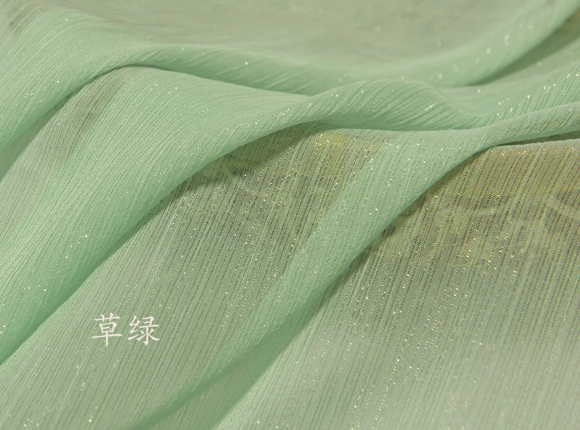 Tela de gasa plisada brillante y arrugada de seda plateada, crepé brillante para Hanfu, camisa de manga larga, falda, escenario, Lolita, ropa DIY