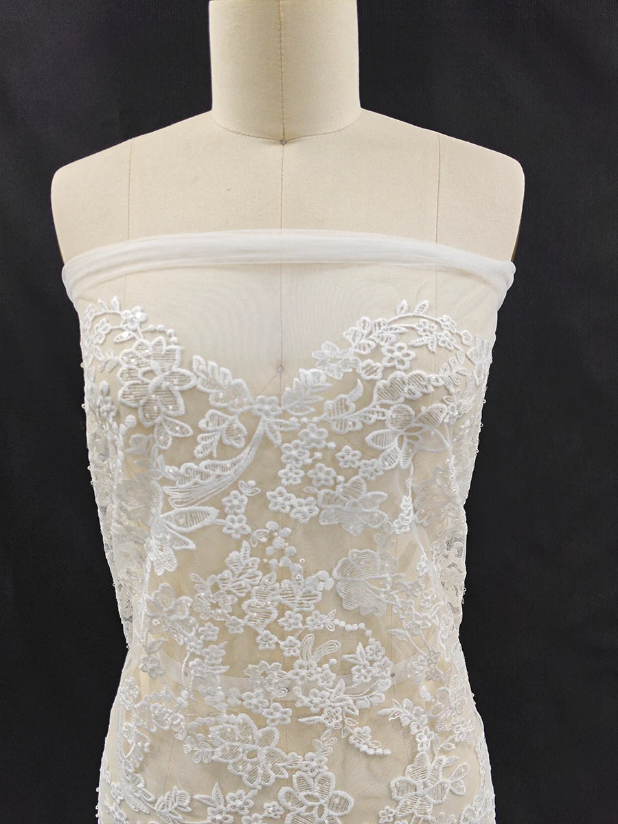 قماش دانتيل قابل للذوبان في الماء من قماش شبكي مطرز بالترتر، فستان زفاف، تنورة فستان سهرة، خلفية تصوير DIY، مفرش طاولة