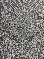 قماش دانتيل مطرز بالخرز والترتر الشبكي الفاخر، فساتين زفاف، فساتين سهرة، إكسسوارات مصممة