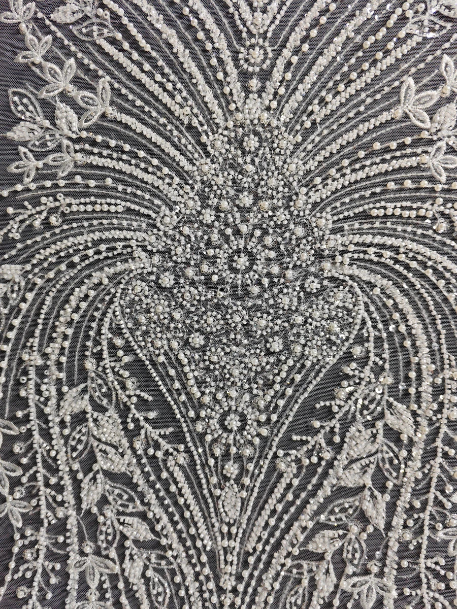 قماش دانتيل مطرز بالخرز والترتر الشبكي الفاخر، فساتين زفاف، فساتين سهرة، إكسسوارات مصممة