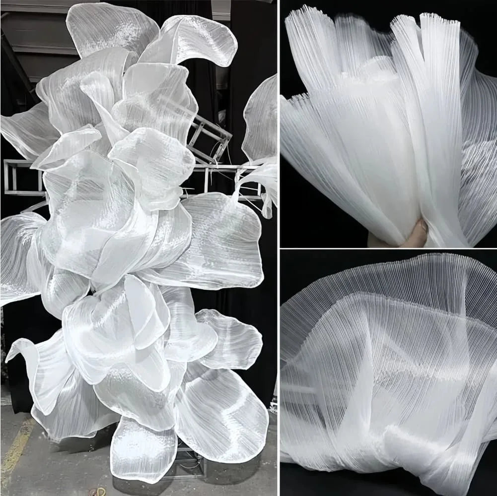Folded And Textured Fabric With Over 30 Colors Of Mesh Fabric For Petal Shaped Production Of High-end Evening Dresse And Wedding