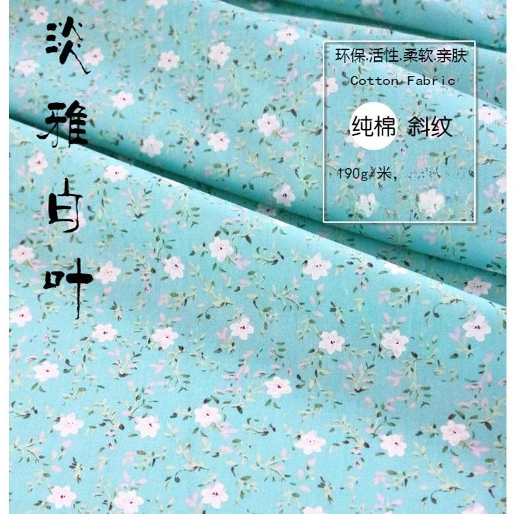 Tela de sarga de algodón puro con estampado floral, suave, totalmente de algodón, para ropa de cama, pijamas, pantalones, cortinas y proyectos de bricolaje para bebés.