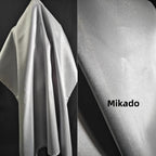 Tela de satén de sarga Mikado gris crujiente cosida para vestido de novia, vestido de fiesta, vestido de dama de honor, tela DIY hecha a mano