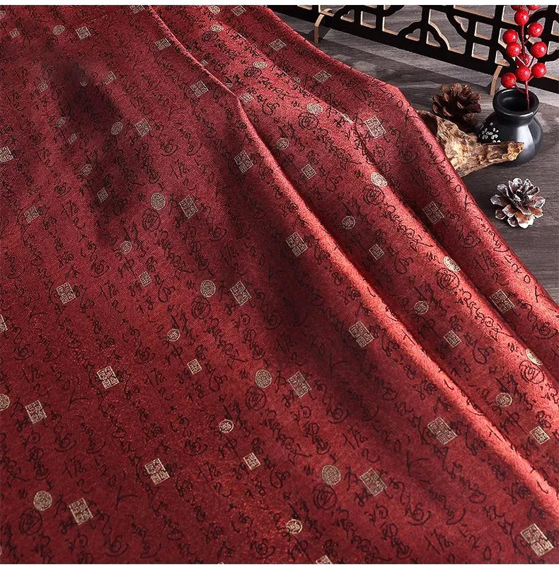 قماش ساتان بروكيد فاخر - مادة تصميم خط مطرز