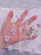 3D Heart Sequin Embroidered Tulle - Charming for Evening Gown & Stage Costume