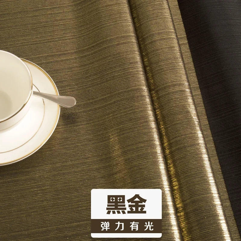 قماش مطاطي محبوك مجعد لامع بخطوط ذهبية وفضية لامعة مناسب لفستان زفاف ضيق وأزياء راقية
